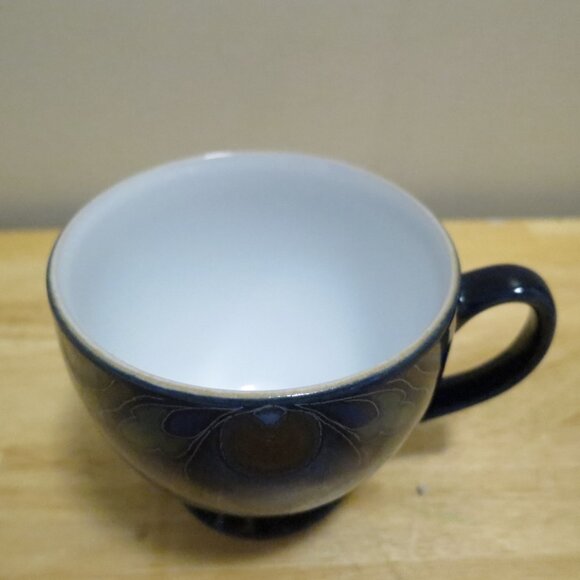 X3 Denby Baroque England Footed Tea Coffee Cups & Saucers Cobalt Blue Flower - Picture 4 of 9